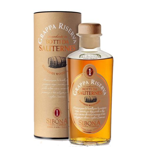Grappa Riserva affinata in Botti da Sauternes Sibona 50 Cl in Astuccio