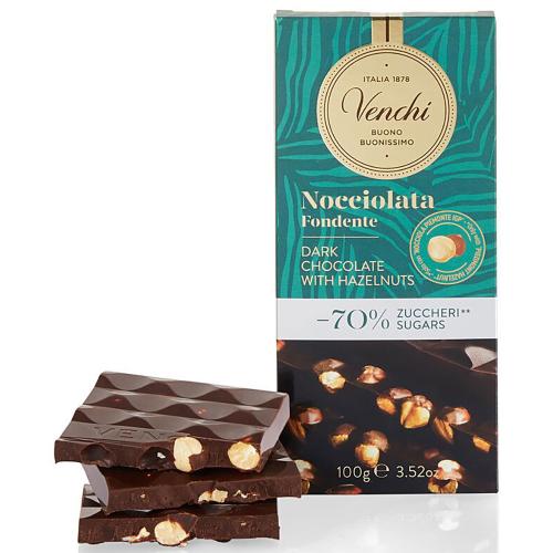 Tavoletta Nocciolata di Cioccolato Fondente Dark Chocolight Astucciata Venchi Gr.100