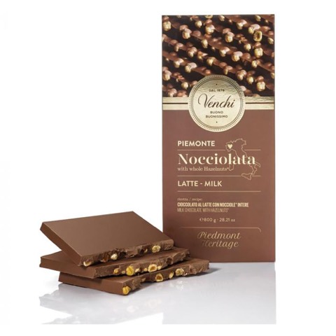 Tavoletta Maxi di Cioccolato Latte con Nocciole Intere Tostate Venchi 800 Gr.