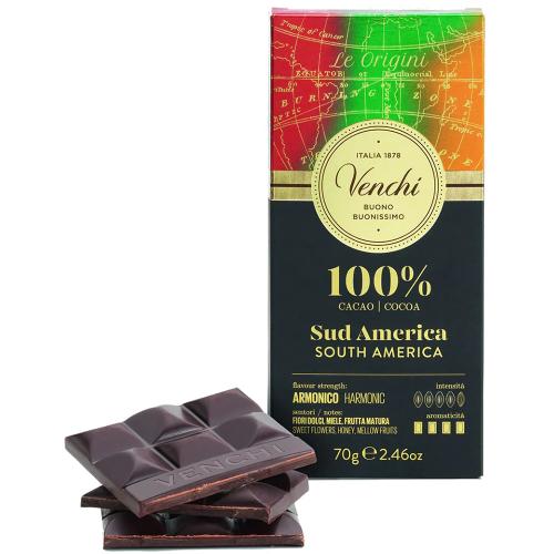Tavoletta di Cioccolato Fondente 100% Sud America Venchi Gr.70