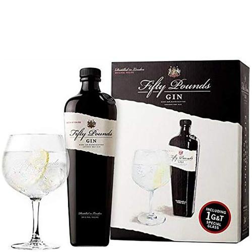 Gin London Dry Fifty Pounds 70 Cl Confezione con Bicchiere