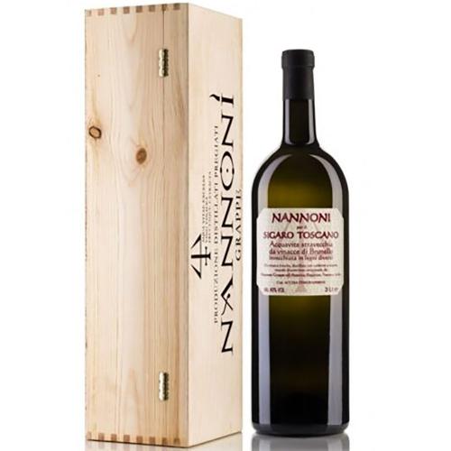 Acquavite Stravecchia da Vinacce di Brunello Riserva da Sigaro Toscano Nannoni Jeroboam 3 Lt in Cassa di Legno