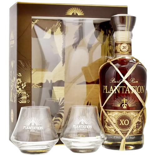 Rum Barbados Extra Old XO 20 TH Anniversary Plantation 70 Cl Glass Pack con 2 Bicchieri