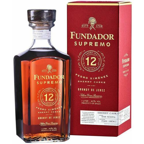 Brandy De Jerez Supremo 12 Years Old Sherry Casks Fundador 70 Cl in Astuccio